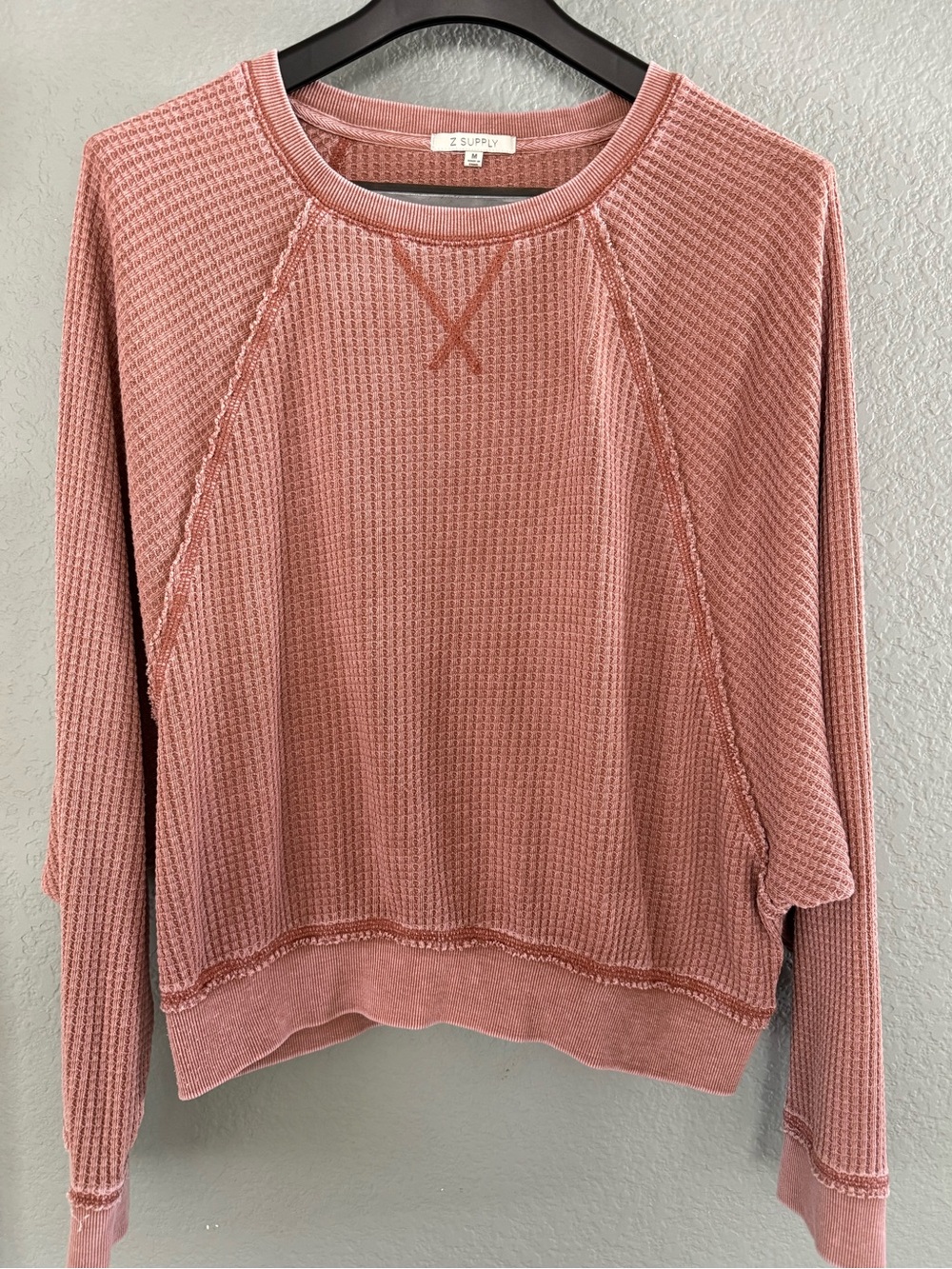 Z Supply Waffle Knit Crewneck Sweater - Dusty Rose Pink